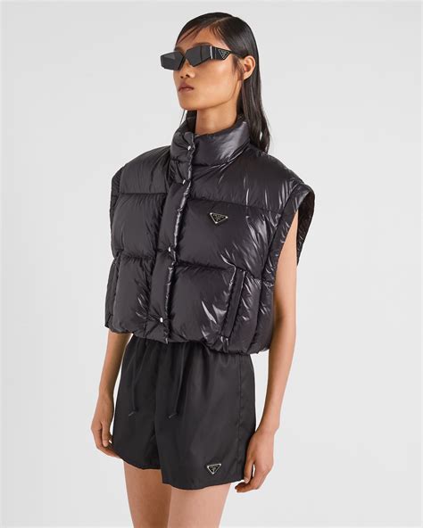 prada re-nylon cropped convertible down jacket|Re.